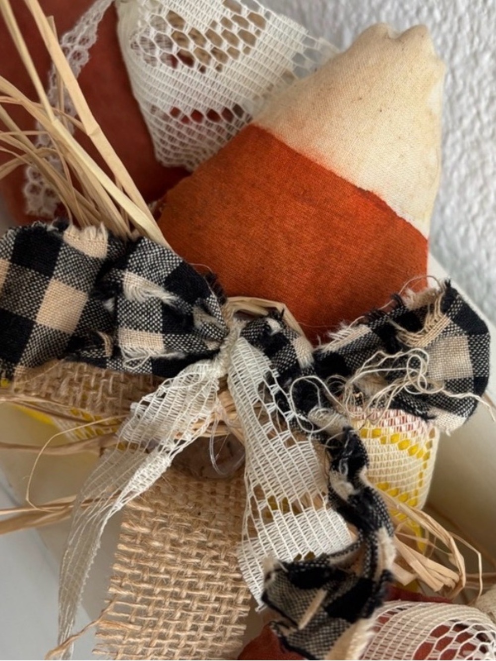 Grungy Primitive CandyCorn Handmade Buffalo Plaid NEW ITEM Custom Final Sale
